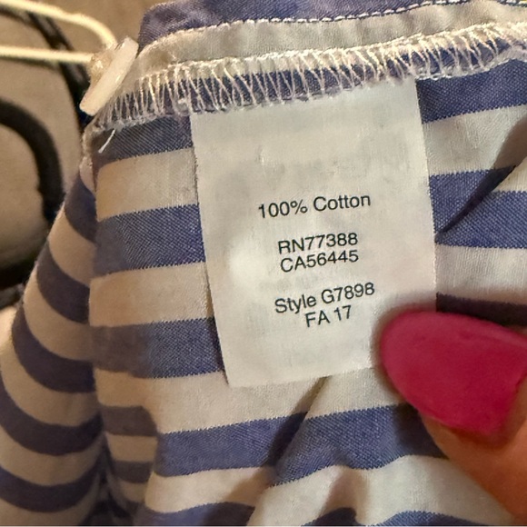 MADEWELL Whitney Ruffle Front Striped Blouse Button Down Shirt Blue White Stripy - Picture 8 of 8